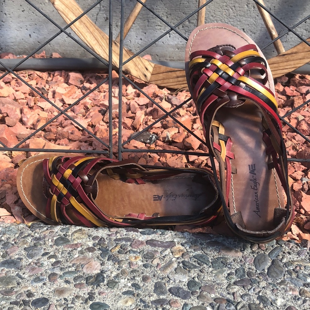 Women’s multi colored sandals.
